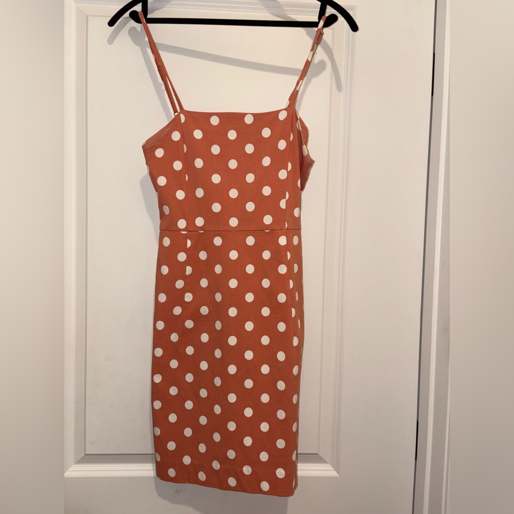 Polka Dot Spaghetti Strap Dress - Orange & White